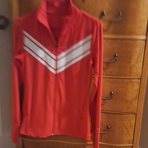 DSG Women's Vibrant Red  Athletic Jacket with White Stripes